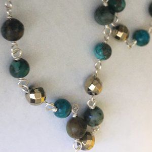 NEW Chan Luu silver dark green  pyrite necklace
